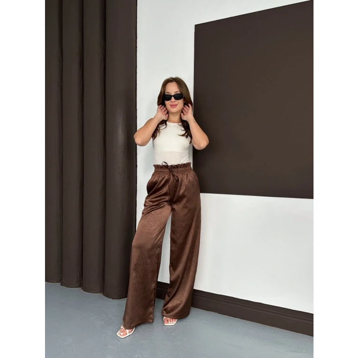 Yüksek Bel Salaş Pantolon Kahve