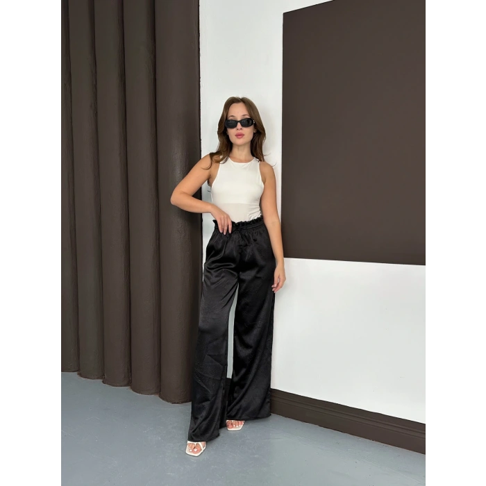 Yüksek Bel Salaş Pantolon Siyah