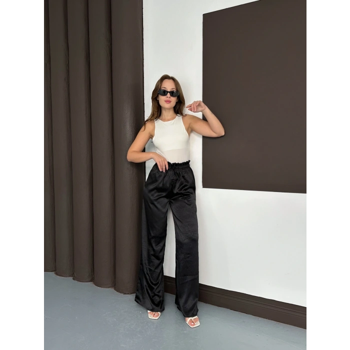 Yüksek Bel Salaş Pantolon Siyah