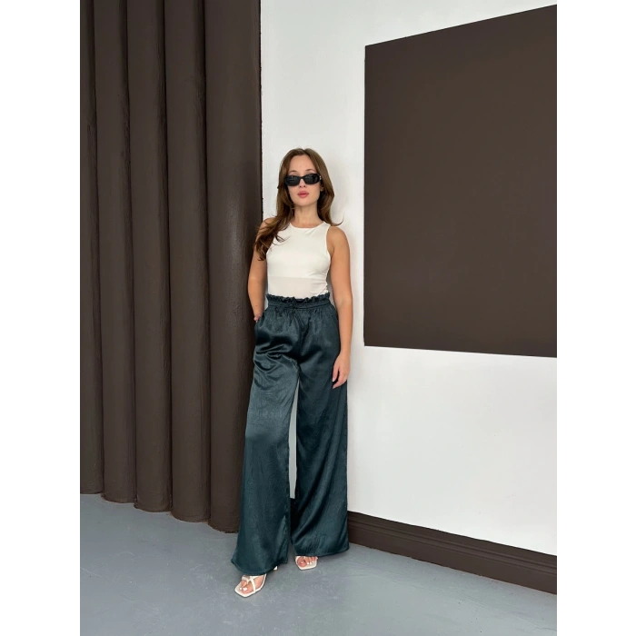 Yüksek Bel Salaş Pantolon Yeşil
