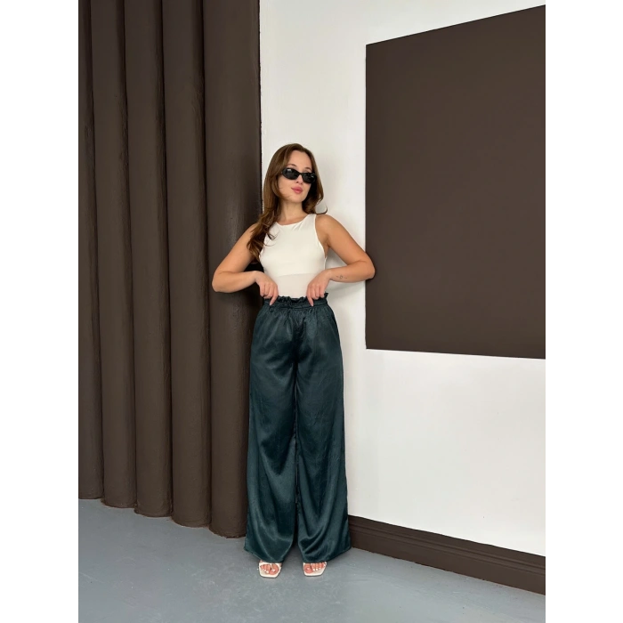 Yüksek Bel Salaş Pantolon Yeşil