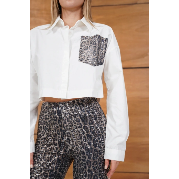 Yüksek Bel Şık Gömlek-Pantolon İkili Set Leopar