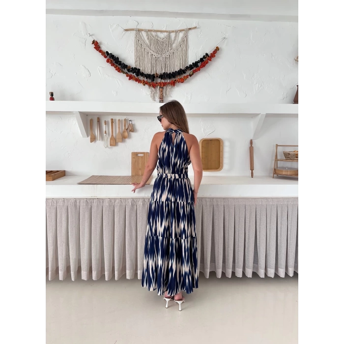 Zebra Vibe Bel Kuşaklı Elbise Lacivert