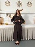 Elbise-Ceket Denim Takım Acı Kahve