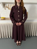 Elbise-Ceket Denim Takım Mürdüm