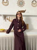 Elbise-Ceket Denim Takım Mürdüm