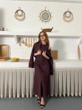 Elbise-Ceket Denim Takım Mürdüm