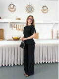 Omuz Detaylı Pantolonlu Takım Siyah