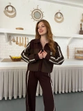 Şerit Detay Spor Modal Vintage Takım Kahve