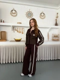 Şerit Detay Spor Modal Vintage Takım Kahve