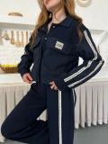 Şerit Detay Spor Modal Vintage Takım siyah