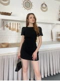 Minimal Çizgisi ve Modern Omuz Detaylı Mini Elbise Siyah