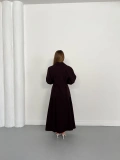 Kruvaze Yaka Ceket-Etek Takım Mürdüm