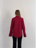 Poplin Kol Detaylı Gömlek Bordo
