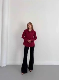 Poplin Kol Detaylı Gömlek Bordo