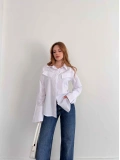 Poplin Kol Detaylı Gömlek Beyaz