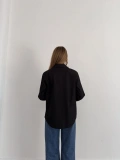 Poplin Kol Detaylı Gömlek Siyah