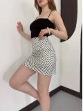Puantiyeli İçi Şortlu Mini Etek Beyaz