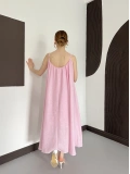 İp Askılı Astarlı Muslin Elbise Pembe