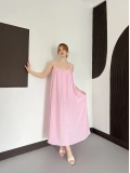 İp Askılı Astarlı Muslin Elbise Pembe