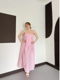 İp Askılı Astarlı Muslin Elbise Pembe