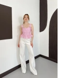 Pötikareli Askılı Bluz Pembe