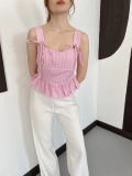 Pötikareli Askılı Bluz Pembe