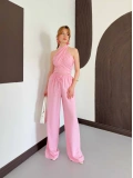 Boyundan Bağlamalı Keten Viral Takım Pembe
