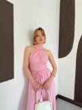 Boyundan Bağlamalı Keten Viral Takım Pembe