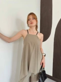 Siyah Örgü Askılı Modal Tulum Haki