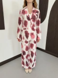Batik Desen Ceket-Pantolon Takım Bordo