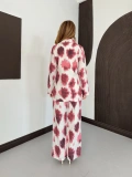Batik Desen Ceket-Pantolon Takım Bordo