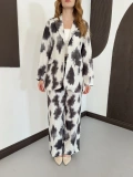Batik Desen Ceket-Pantolon Takım Siyah