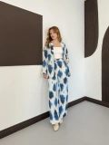 Batik Desen Ceket-Pantolon Takım Turkuaz