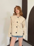 Bebe Yaka Crop Trenç Bej