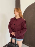 Bebe Yaka Crop Trenç Bordo
