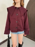 Bebe Yaka Crop Trenç Bordo