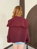 Bebe Yaka Crop Trenç Bordo