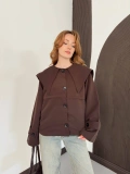 Bebe Yaka Crop Trenç Kahve