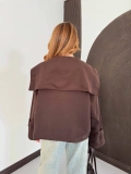 Bebe Yaka Crop Trenç Kahve