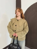 Bebe Yaka Crop Trenç Yeşil