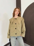 Bebe Yaka Crop Trenç Yeşil