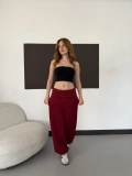 Bel Katlama Detaylı Rahat Eşofman Altı Bordo