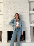 Bel Lastik Detay Denim Vibe ceket Mavi