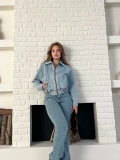 Bel Lastik Detay Denim Vibe ceket Mavi