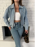 Bel Lastik Detay Denim Vibe ceket Mavi