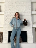Bel Lastik Detay Denim Vibe ceket Mavi