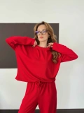 Bisiklet Yaka Rahat Kesim Modal Takım Kırmızı