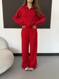 Biye Detaylı Kapüşonlu Oversize Takım Kırmızı