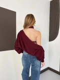 Bolero Detaylı Triko Takım Bordo